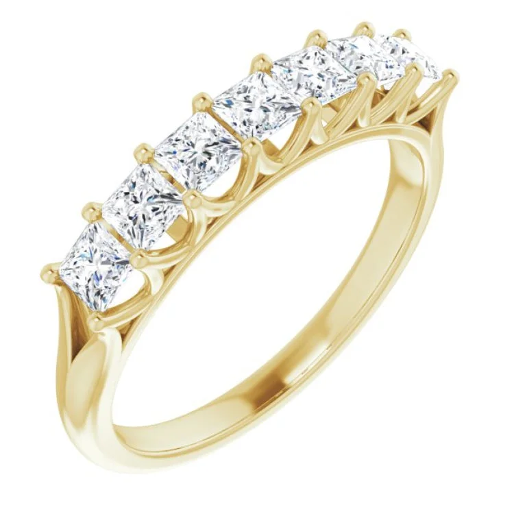 Ladies rings satin finish designs-14K Yellow 9/10 CTW Natural Diamond Anniversary Band