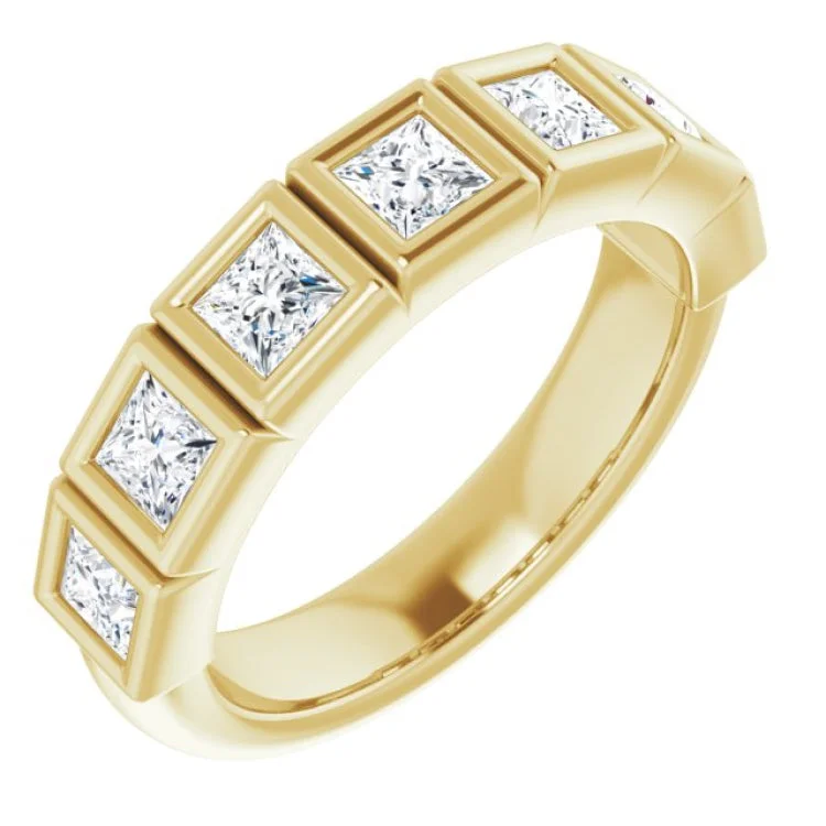 Ladies rings copper tone rings-14K Yellow 1 1/8 CTW Natural Diamond Anniversary Band