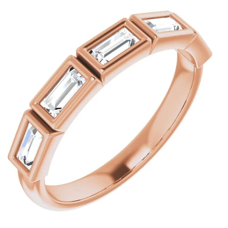 Ladies rings retro futuristic styles-14K Rose 5/8 CTW Natural Diamond Anniversary Band