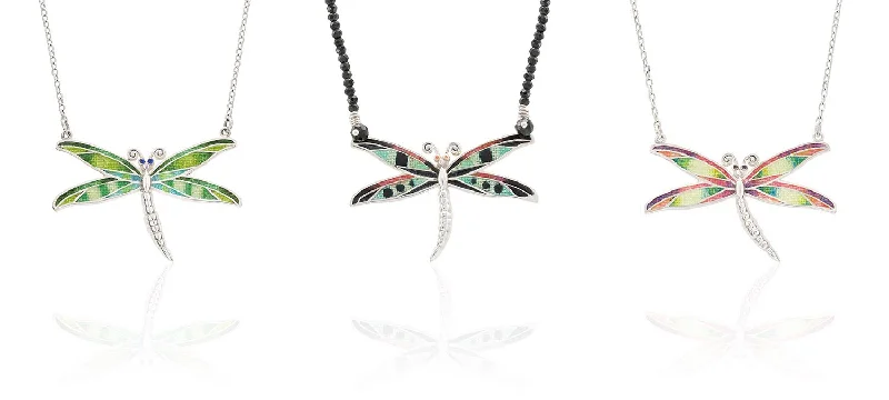 ladies necklace yellow topaz mother’s-Enamel Limited Edition Dragonfly Necklace