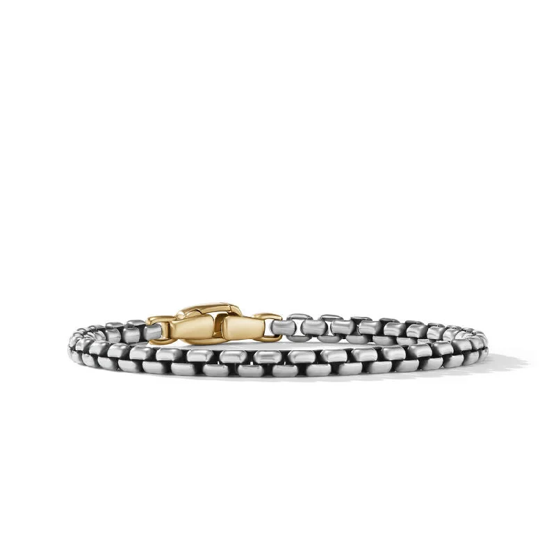 ladies bracelet unique zodiac-David Yurman Gents Box Chain Bracelet in Sterling Silver with 14K Yellow Gold