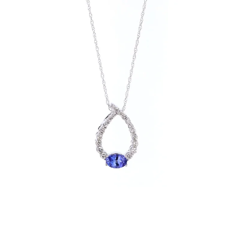 ladies necklace name black friday-Tanzanite & Diamond Pendant Necklace