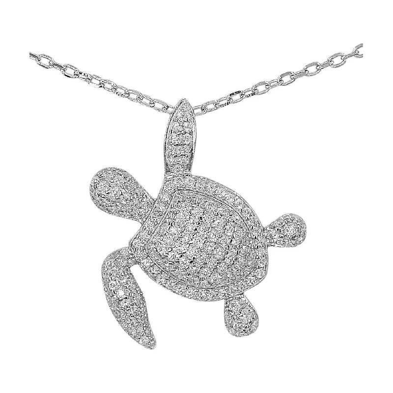 ladies necklace twisted diamond-Dazzling Turtle Necklace