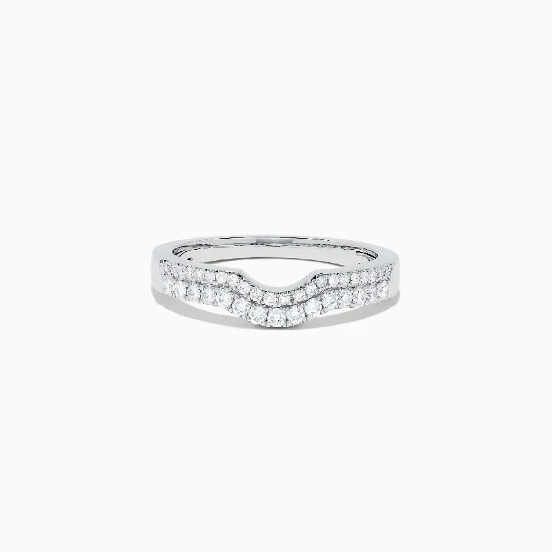 Ladies rings luxurious bold designs-Pave Classica 14K White Gold Curved Diamond Band, 0.32 TCW