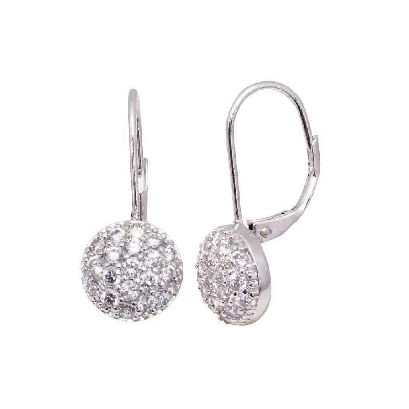 Ladies earrings symmetrical balance styles-Silver 925 Rhodium Plated Round CZ huggie hoop Earrings - STE00617