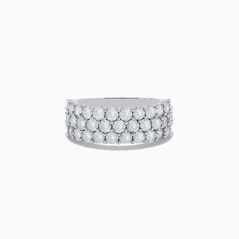 Ladies rings Mother’s Day treasures-Pave Classica 14K White Gold Three Row Diamond Band 2.90 TCW