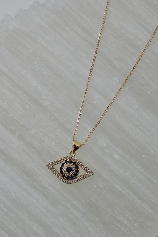 ladies necklace fringe twisted-CZ Evil Eye Necklace