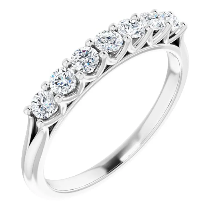 Ladies rings ethical diamond styles-Platinum 3/8 CTW Natural Diamond Anniversary Band