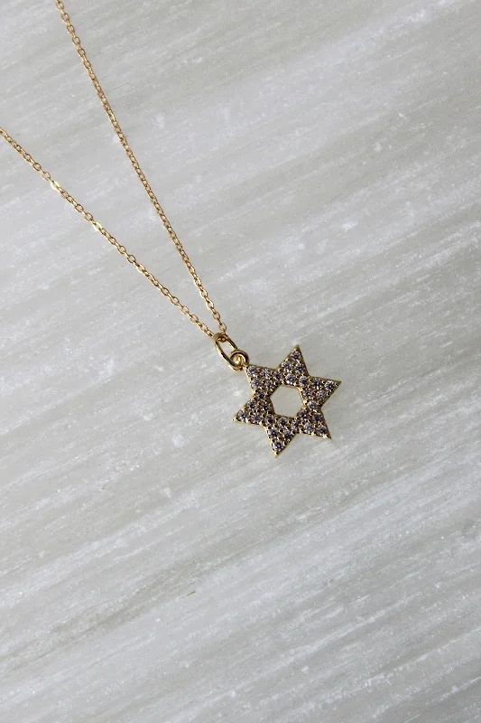 ladies necklace rope length cyber monday-CZ Star of David Necklace