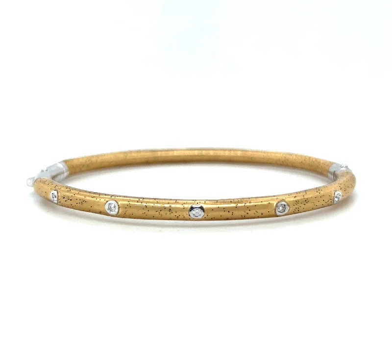 ladies bracelet beach holiday-Sterling Silver Gold Enamel & Diamond Bangle Bracelet by SOHO