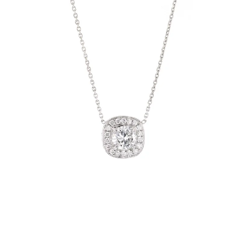 ladies necklace tropical summer-0.75 ct Diamond with 0.30 ctw Diamond Halo Pendant Necklace