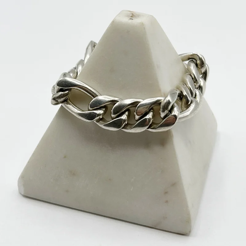 ladies bracelet butterfly solitaire-Chunky Men’s Sterling Silver Curb Link Bracelet