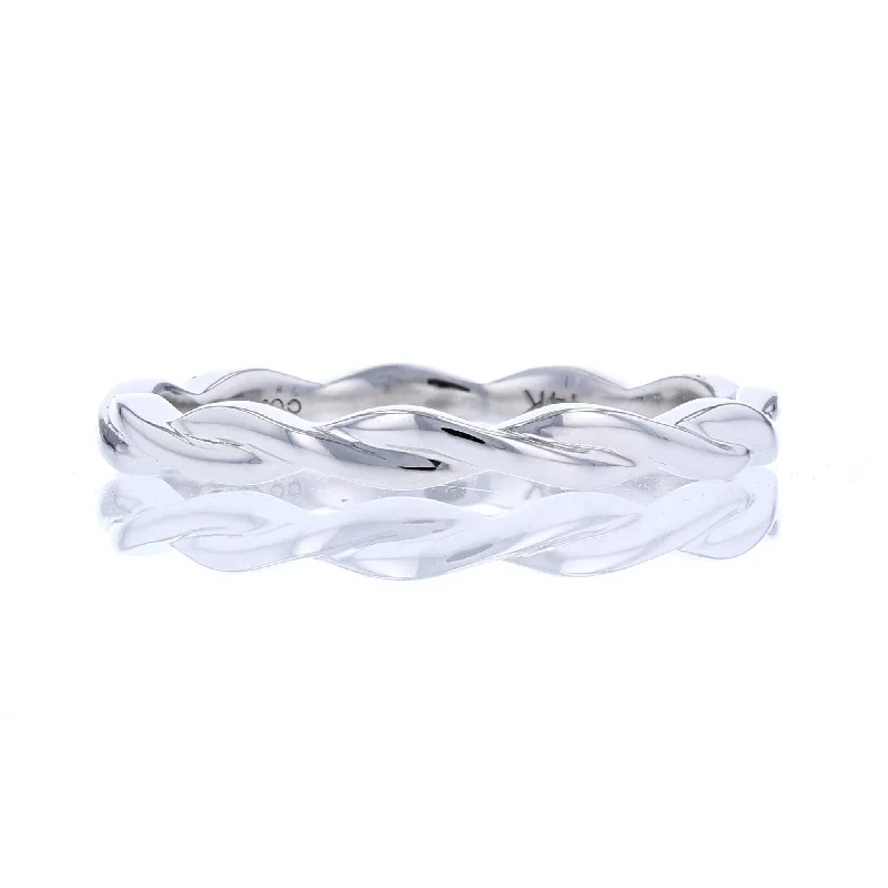 Ladies rings travel-friendly designs-White Gold Twisted Band