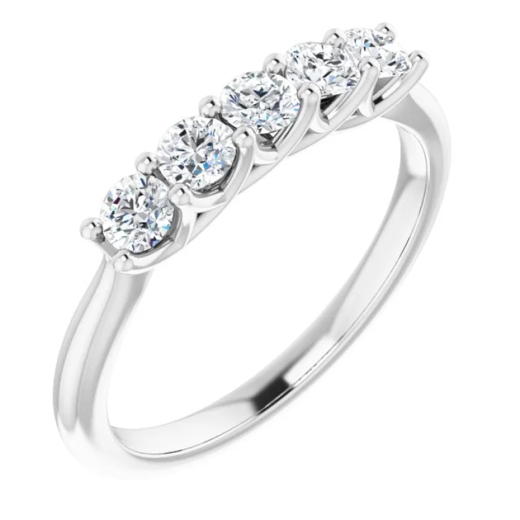 Ladies rings low maintenance styles-Platinum 1/2 CTW Natural Diamond Anniversary Band