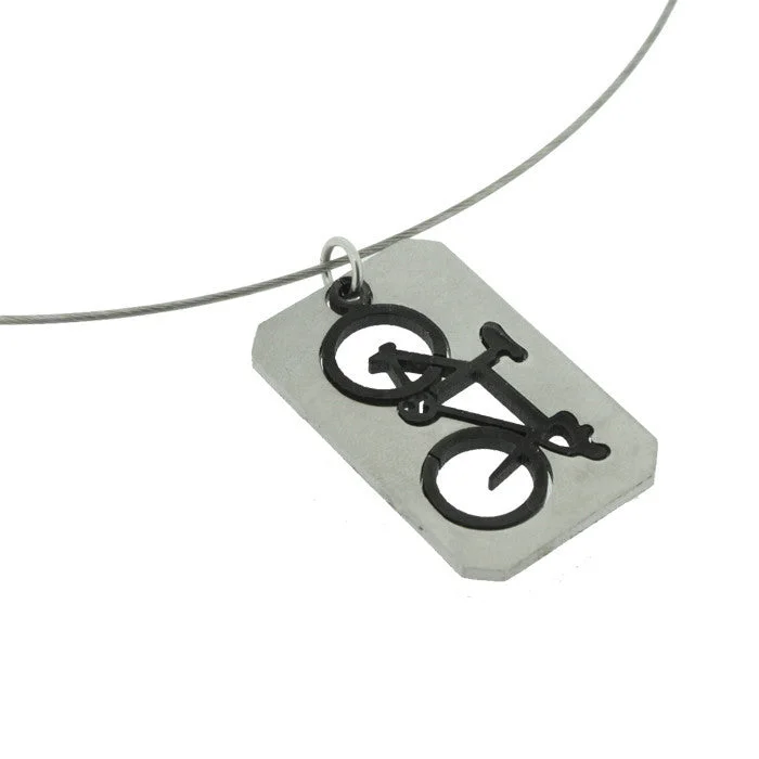 ladies necklace statement lariat-Bicycle Dog Tag Necklace - Wholesale