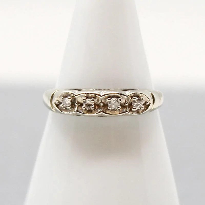 Ladies rings trendy fashion picks-Scalloped White Gold & Diamond Wedding Band