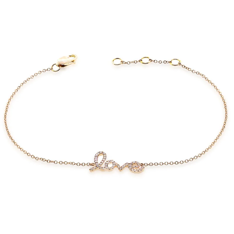 ladies bracelet feather winter-OKGs Collection 14K Gold Love Chain Bracelet with Dazzling Diamonds