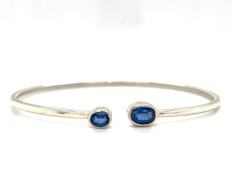 ladies bracelet cluster designer-Sterling Silver Kyanite Bangle Bracelet