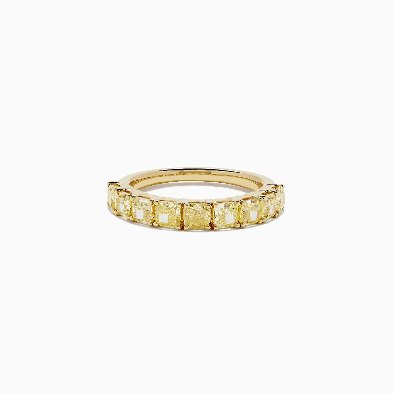 Ladies rings bohemian flair rings-Canare 18K Yellow Gold Cushion Cut Yellow Diamond Band 2.21 TCW