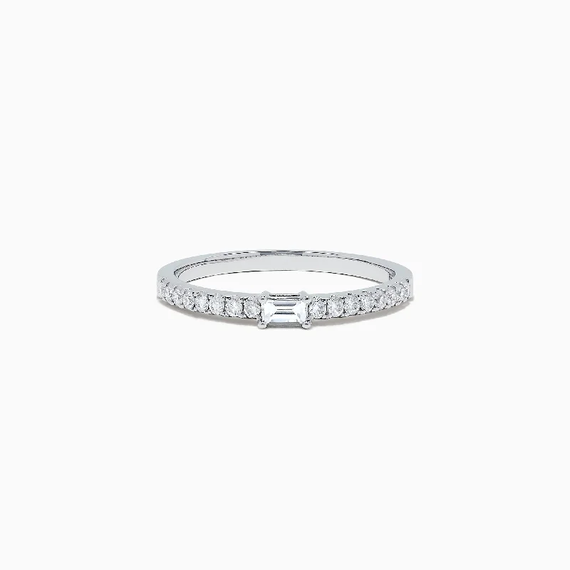 Ladies rings radiant cut rings-Classique 14K White Gold Diamond Band, 0.27 TCW