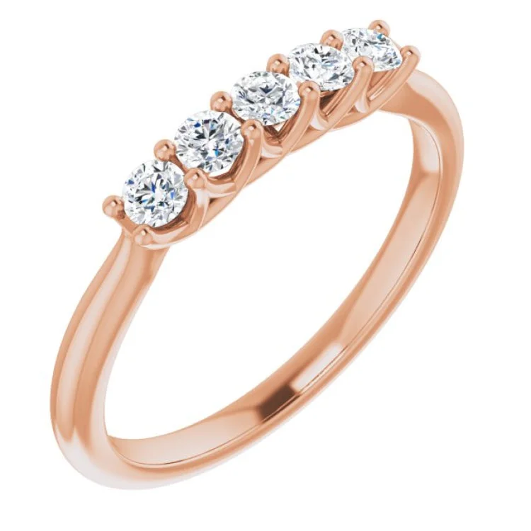 Ladies rings multi-stone designs-14K Rose 1/3 CTW Natural Diamond Anniversary Band