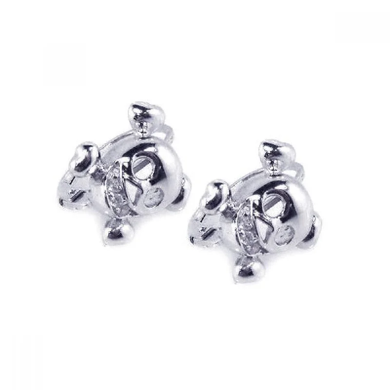 Ladies earrings Scandinavian minimal designs-Silver 925 Rhodium Plated Skull CZ Hoop Earrings - STE00524