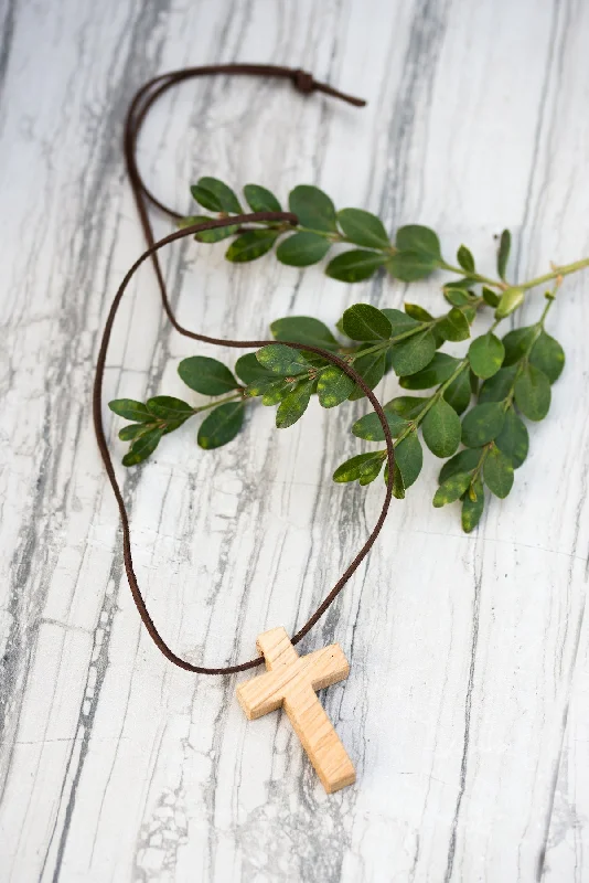 ladies necklace topaz shell-Oak Cross Necklace