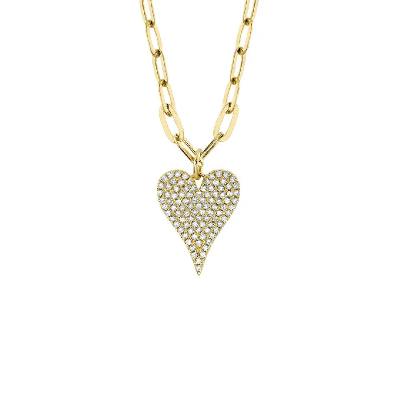 ladies necklace multi-stone beach-0.21 ctw Diamond Pave Heart Paper Clip Necklace