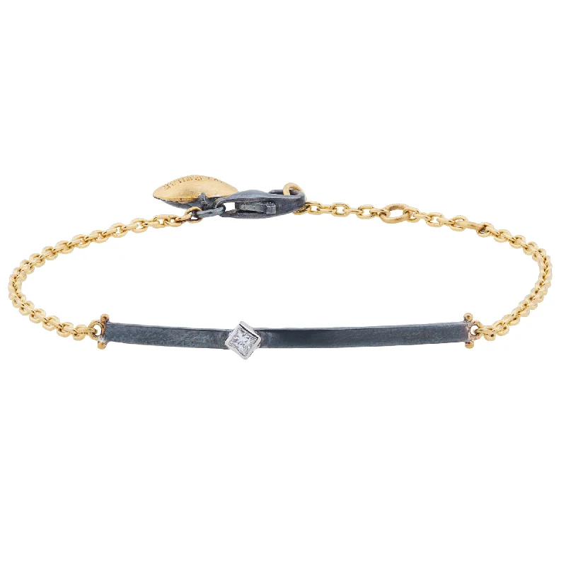 ladies bracelet constellation cluster-Lika Behar "Chained" Bracelet Oxidized Silver & Yellow Gold CD-B-137-GXD