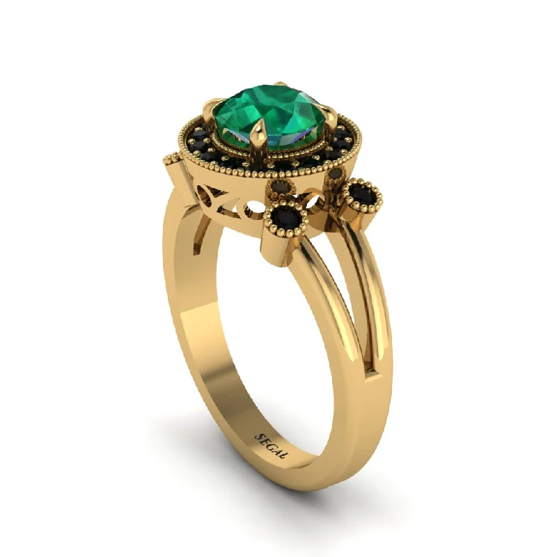 Ladies engagement rings heirloom gemstone-Radiant Emerald Halo Gold Engagement Ring - Madilyn No. 34