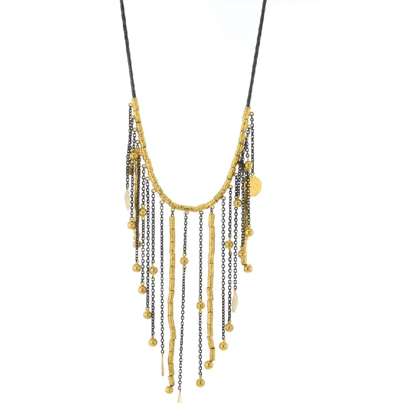 ladies necklace trendy symmetrical-Cascading Hammered Bead Necklace