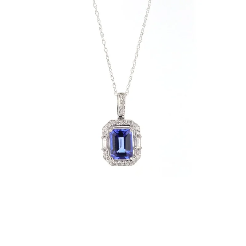 ladies necklace trendy fringe-18" Tanzanite & Diamond Pendant Necklace | M10272568