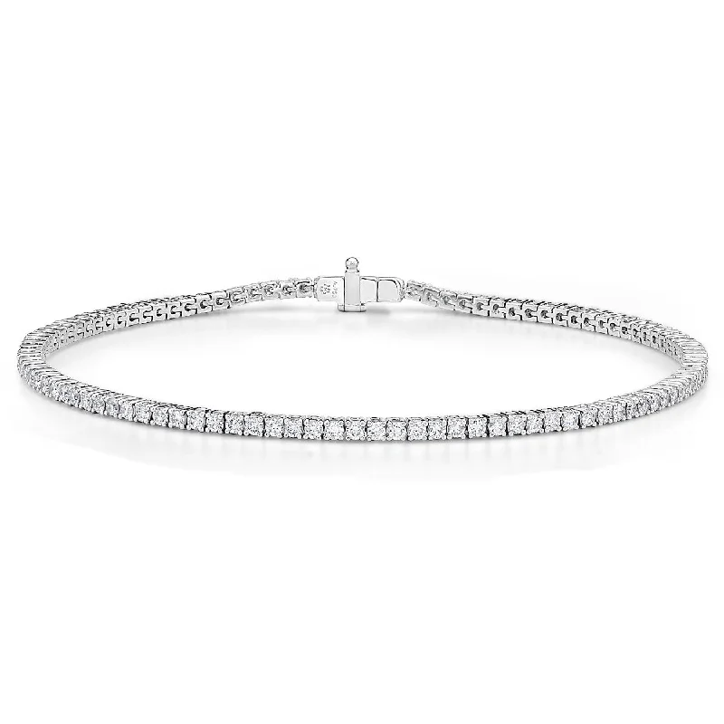 ladies bracelet garnet classic-Memoire 18k White Gold 4-Prong Classic Tennis Bracelet