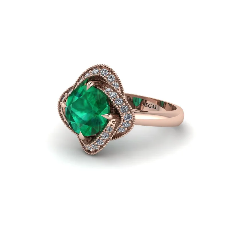 Ladies engagement rings care tips-Emerald Floral Infinity Engagement Ring - Brinley No. 5