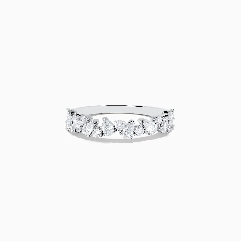 Ladies rings festive holiday gifts-Pave Classica 14K White Gold Multi Shape Diamond Band 0.80 TCW