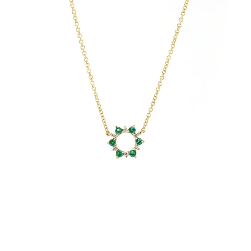 ladies necklace halo summer-18" Emerald & Diamond Stationary Pendant Necklace | M10269094