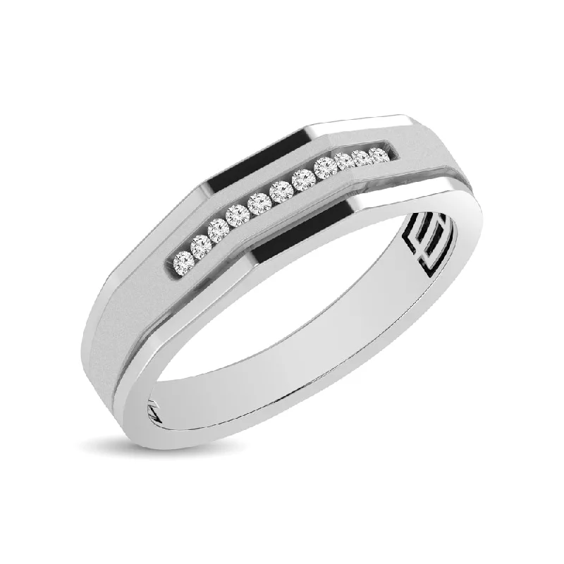 Ladies rings mixed metal finishes-10K White Gold Mens 1/4 CTW Diamond Band