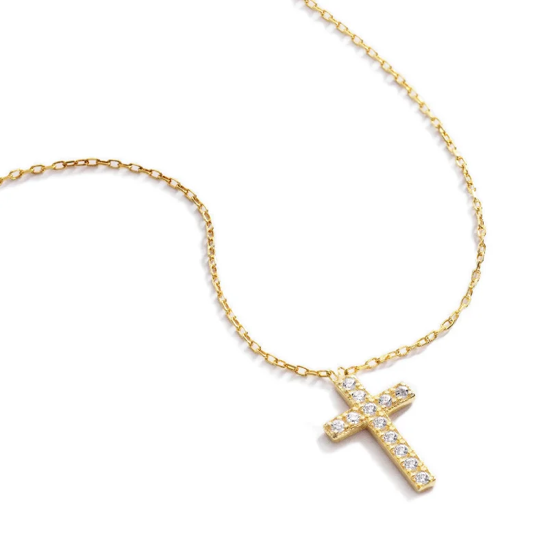 ladies necklace classic black diamond-Classic Cross Necklace