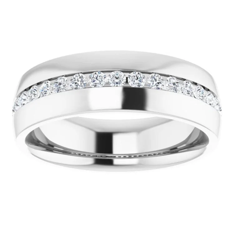 Ladies rings initial letter styles-14K White 3/8 CTW Natural Diamond Band