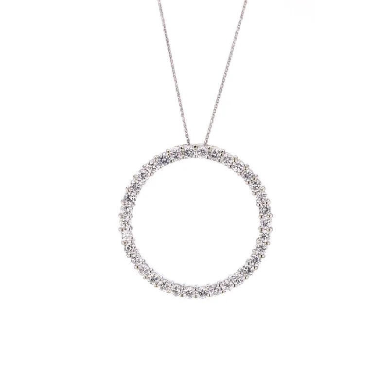 ladies necklace diamond matte-2.25 ctw Diamond Open Circle Pendant Necklace