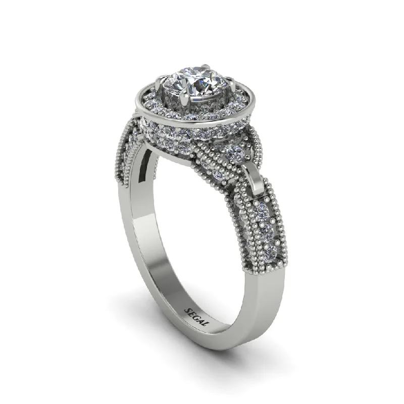 Ladies engagement rings eco-friendly-Diamond Double Halo Handmade Engagement Ring - Gracelyn No. 3