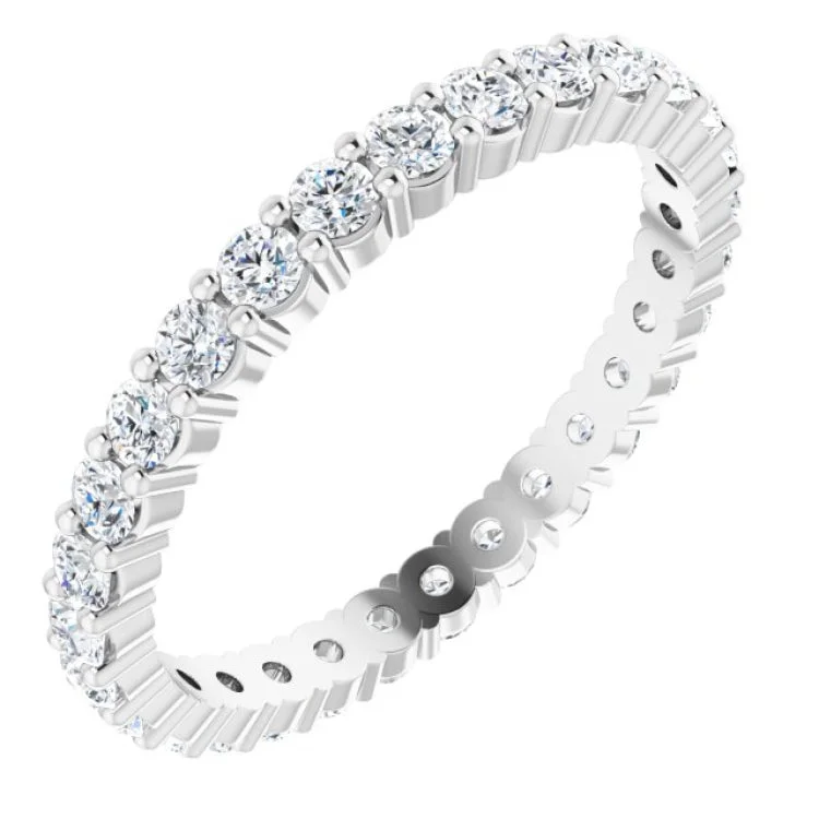 Ladies rings resin accent styles-14K White 9/10 CTW Lab-Grown Diamond Eternity Band Size 5.5