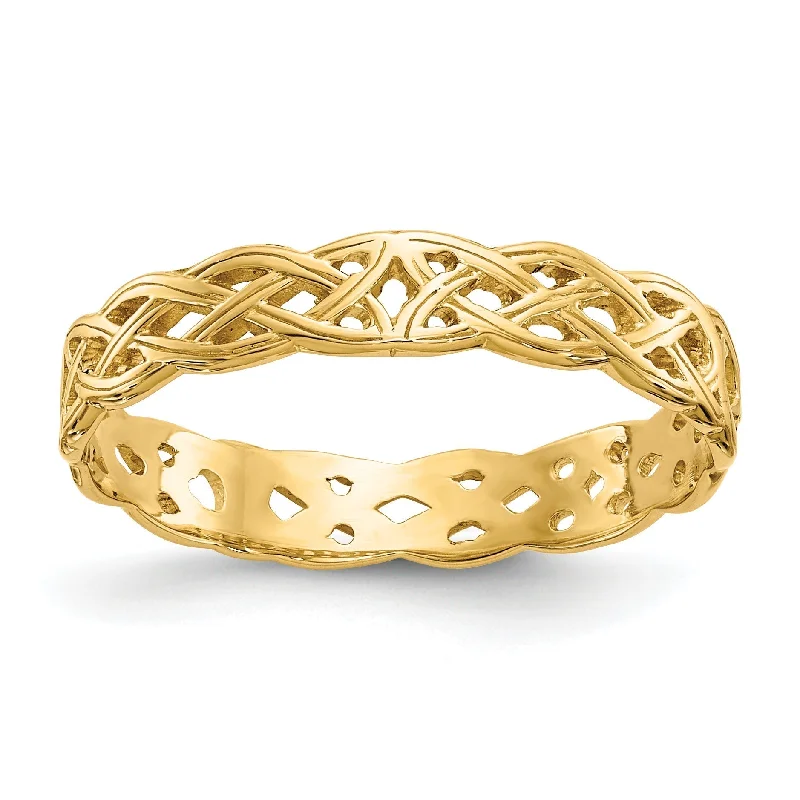 Ladies rings rigid frame designs-14k Yellow Gold Celtic Knot Band