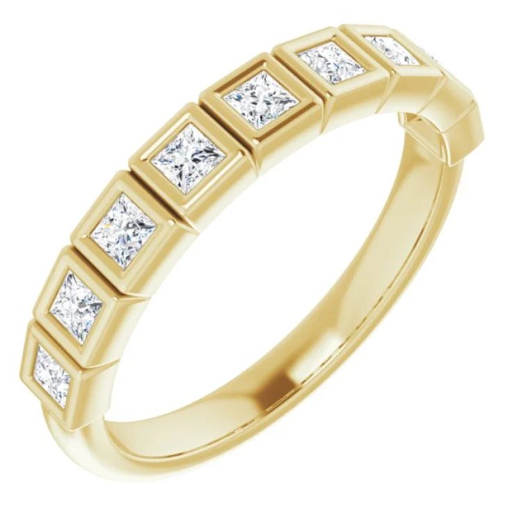 Ladies rings subtle hue styles-14K Yellow 1/2 CTW Natural Diamond Anniversary Band