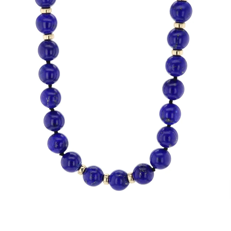 ladies necklace matinee length shell-34" Lapis Bead Strand Necklace