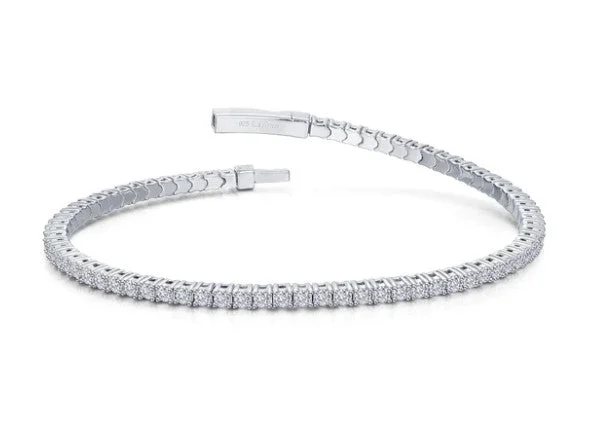 ladies bracelet constellation feather-Sterling Silver 2.85 CTW Flexible Simulated Diamond Tennis Bracelet by Lafonn