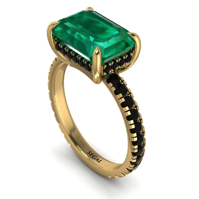 Ladies engagement rings minimalist solitaires-Emerald-Cut Emerald Pavé Engagement Ring - Daphne No. 34