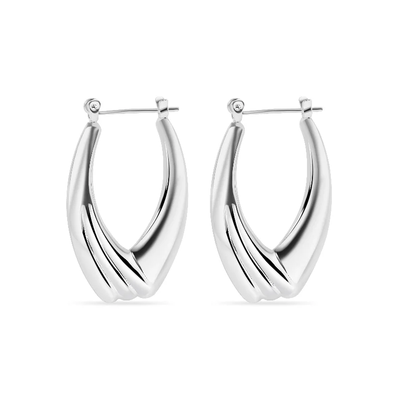 Ladies earrings collectible jewelry items-High Polished 925 Sterling Silver Hollow Drop Hoop Earrings - HP10