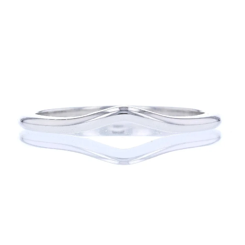 Ladies rings super wide designs-White Gold Contour Band