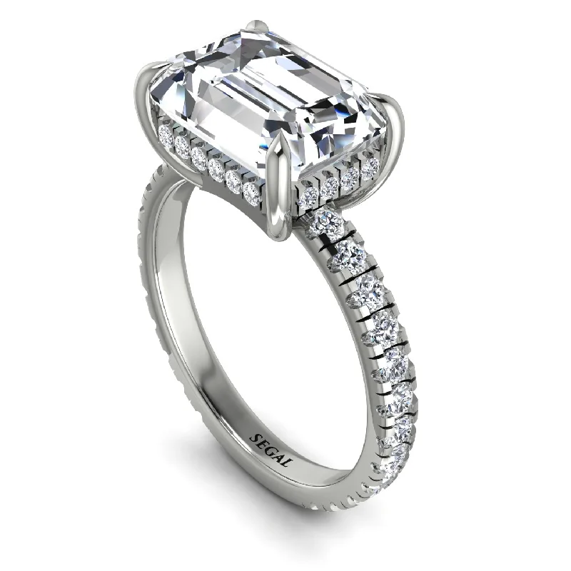 Ladies engagement rings financing plans-Emerald-Cut Diamond Pavé Engagement Ring - Daphne No. 3